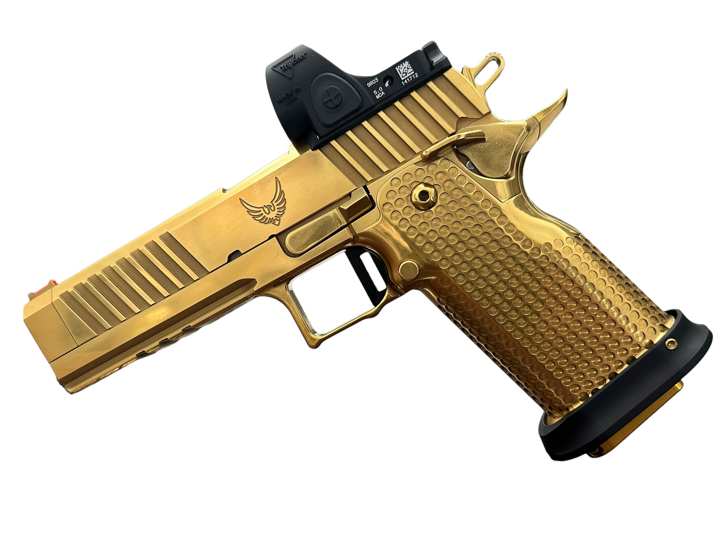 PHOENIX TRINITY H SERIES/H DUTY 9MM FULL POLISHED GOLD TIN CUSTOM IOS CUT STEEL FRAME AND GRIPS