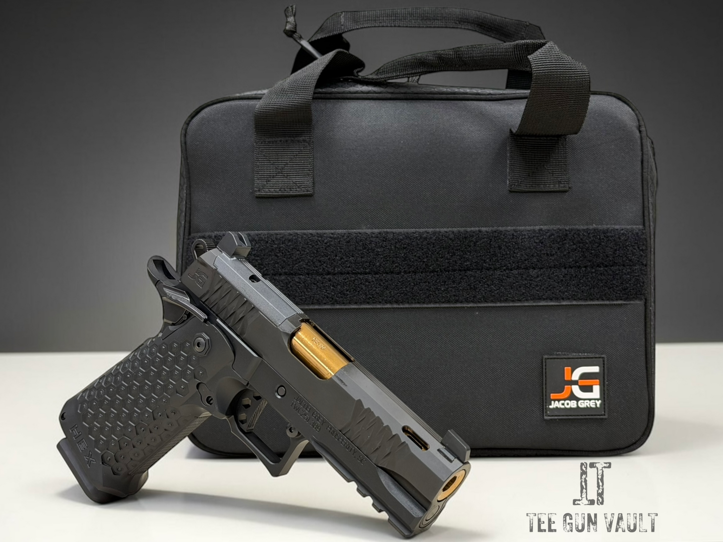 JACOB GREY HEX PORTED MIDNIGHT BLACK WITH ROSE GOLD BARREL 4.25”
