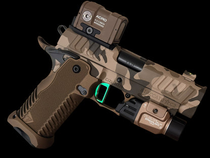 STACCATO CUSTOM C2 PORTED 3.9” MULTICAM WITH T7 ALUMINUM GRIPS INFINITY TRIGGER 9MM