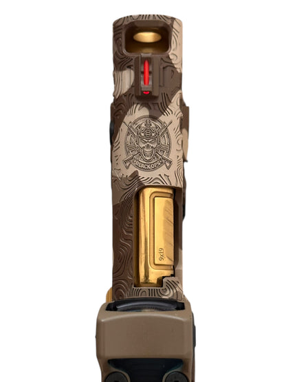 STACCATO CUSTOM CS “BLACK OPS” TIN BARREL 3.5” MULTI CAM CERAKOTE WITH TRIJICON RMR / TLR 7 SUB