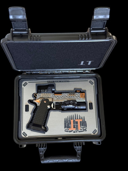 STACCATO CUSTOM XC “VITA FINITA” 3D ENGRAVED IN POLISHED PVD SILVER/COPPER FINISH.