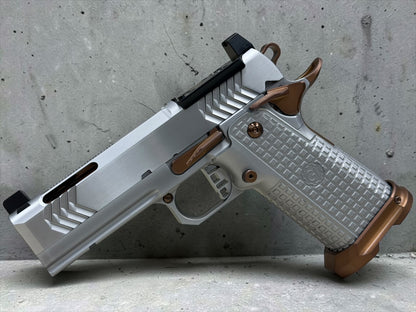 GUNCRAFTER POLARA X2 PORTED COMMANDER 4.25” SILVER COPPER PVD ALUMINUM GRIP