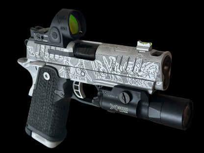 CUSTOM STACCATO C “SPARTACUS” EDITION PORTED FULLY ENGRAVED WITH SILVER FINISH SRO AND X300