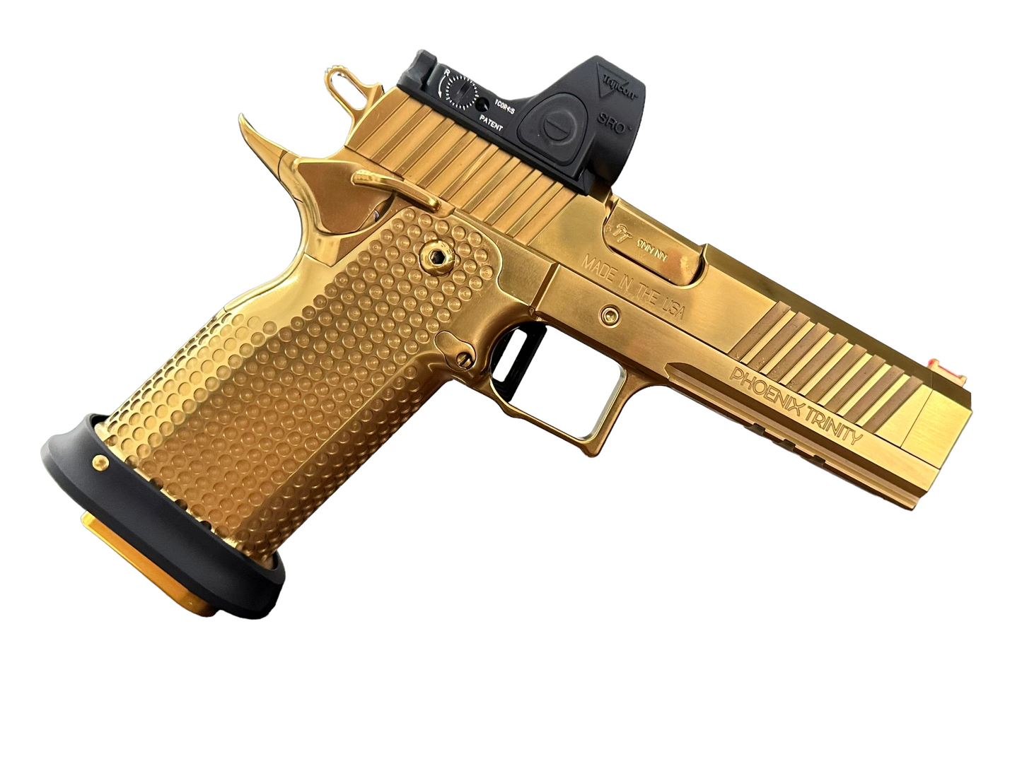 PHOENIX TRINITY H SERIES/H DUTY 9MM FULL POLISHED GOLD TIN CUSTOM IOS CUT STEEL FRAME AND GRIPS