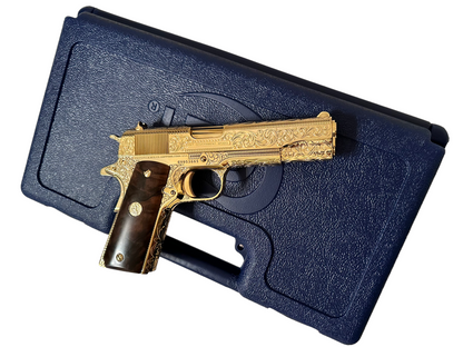 COLT CUSTOM 1911 GOVERNMENT .45 ACP FULLY ENGRAVED 24K PLATED WITH 2 GRIPS
