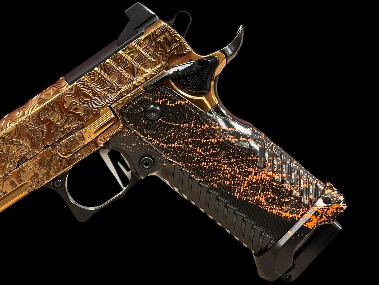 STACCATO CUSTOM P “BLACKOPS” PORTED POLISHED COPPER/BLACK DLC FINISH WITH T7 GRIPS “EDGE” TRIGGER