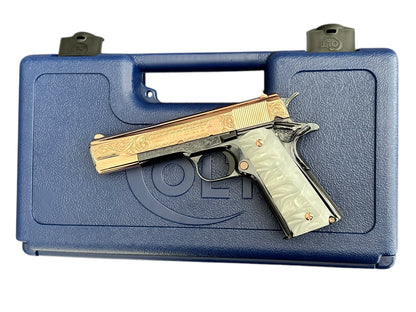 COLT CUSTOM 1911 ENGRAVED HIGH POLISHED WITH 18K ROSE GOLD FINISH CUSTOM GRIPS .45ACP