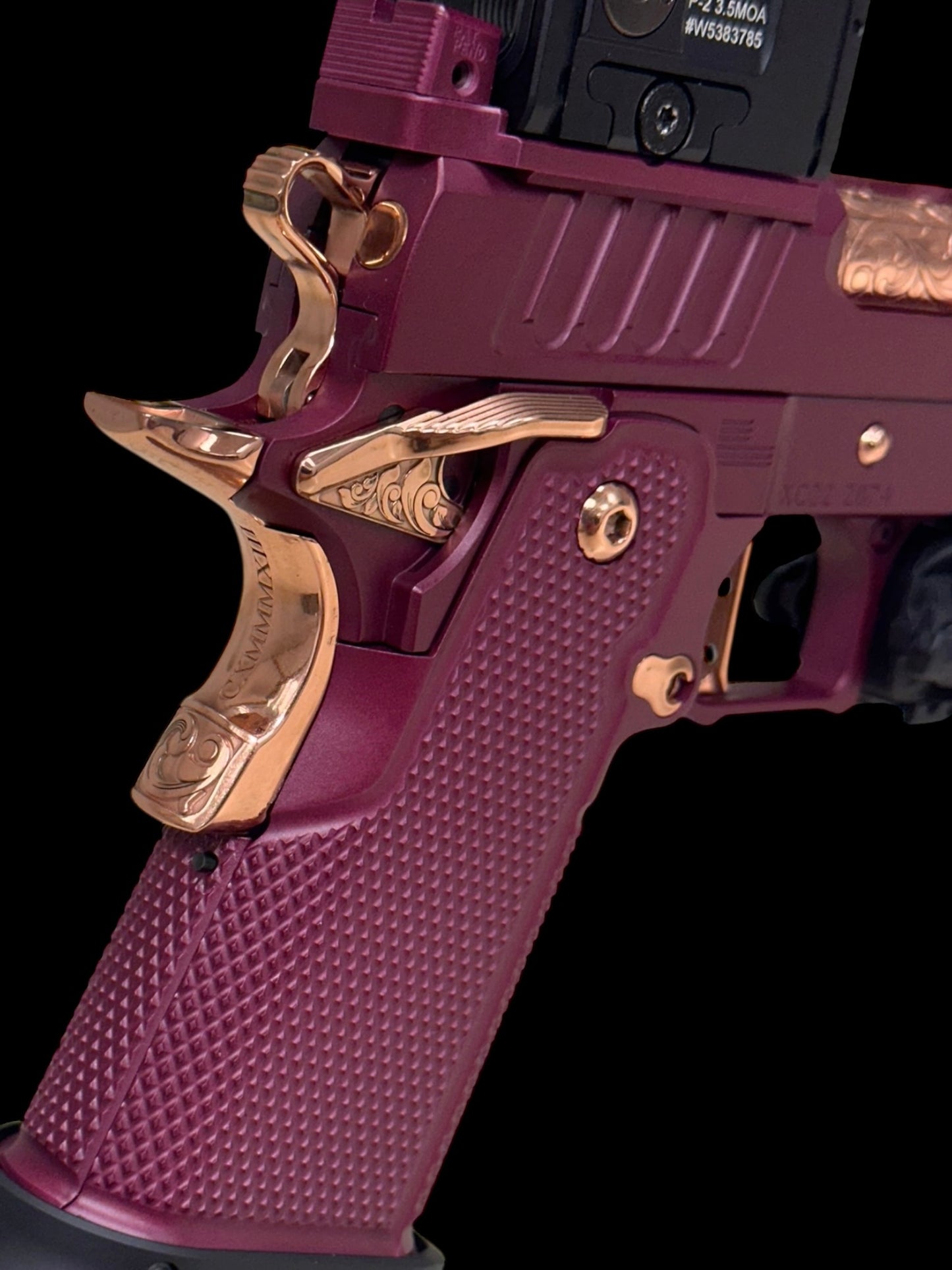 STACCATO CUSTOM XC BLACK CHERRY 18K ROSE GOLD ACCENTS WITH PHOENIX ALUMINUM GRIPS ACRO P2 , X300 (pre owned)
