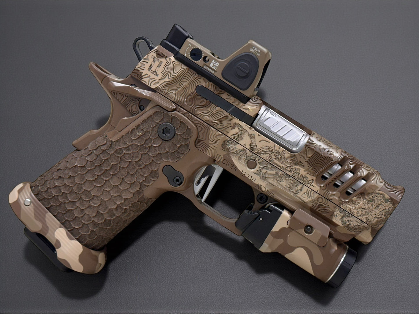 STACCATO CUSTOM CS X SERIES “BLACK OPS” EDITION CHUNK SINGLE PORTED WITH EDGE TRIGGER, RMR AND DRAGON GRIPS