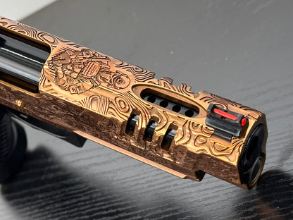 STACCATO CUSTOM P “BLACKOPS” PORTED POLISHED COPPER/BLACK DLC FINISH WITH T7 GRIPS “EDGE” TRIGGER