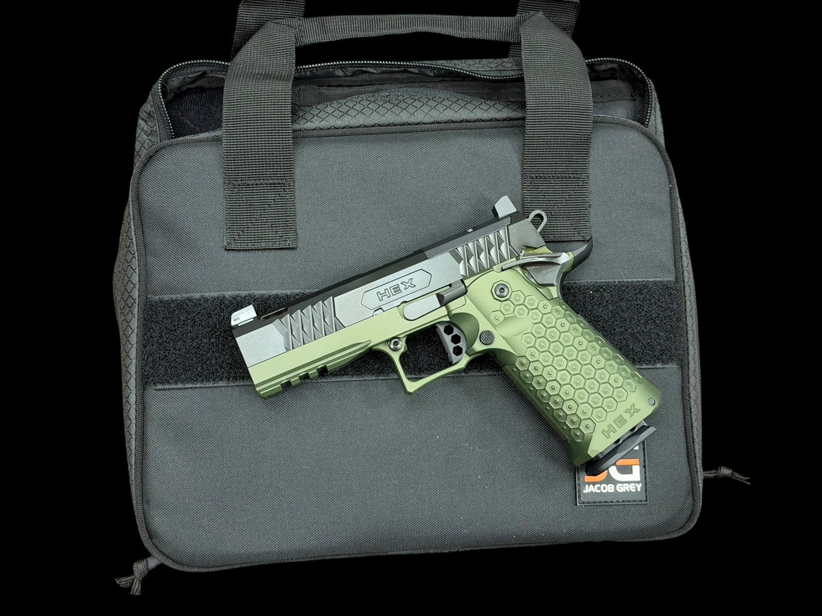 JACOB GREY HEX DUTY GREEN 4.25” PORTED ROSE GOLD BARREL 9mm
