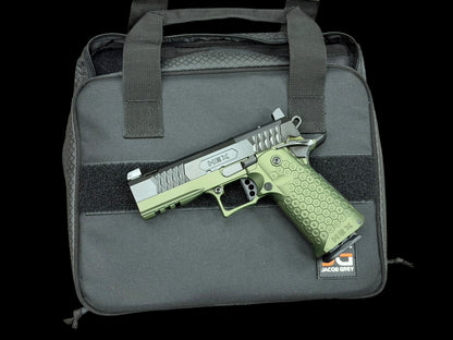 JACOB GREY HEX DUTY GREEN 4.25” PORTED ROSE GOLD BARREL 9mm