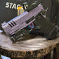 CUSTOM STACCATO CS X SERIES 3.5” PORTED BARREL “MEDUSA” ENGRAVED IN PURPLE/BLACK FINISH.