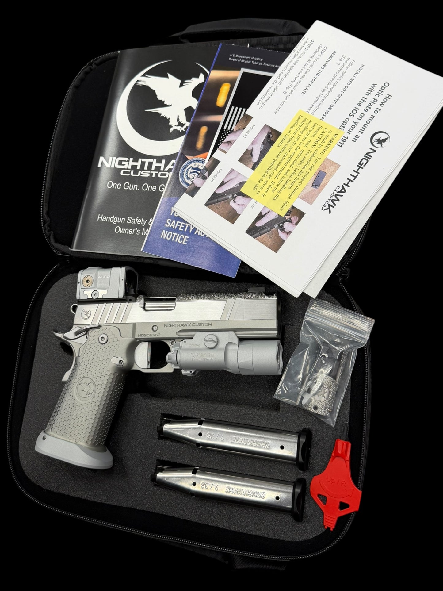 NIGHTHAWK CUSTOM TRS COMP POLISHED SILVER WITH MATCHING ACRO P2 & X300