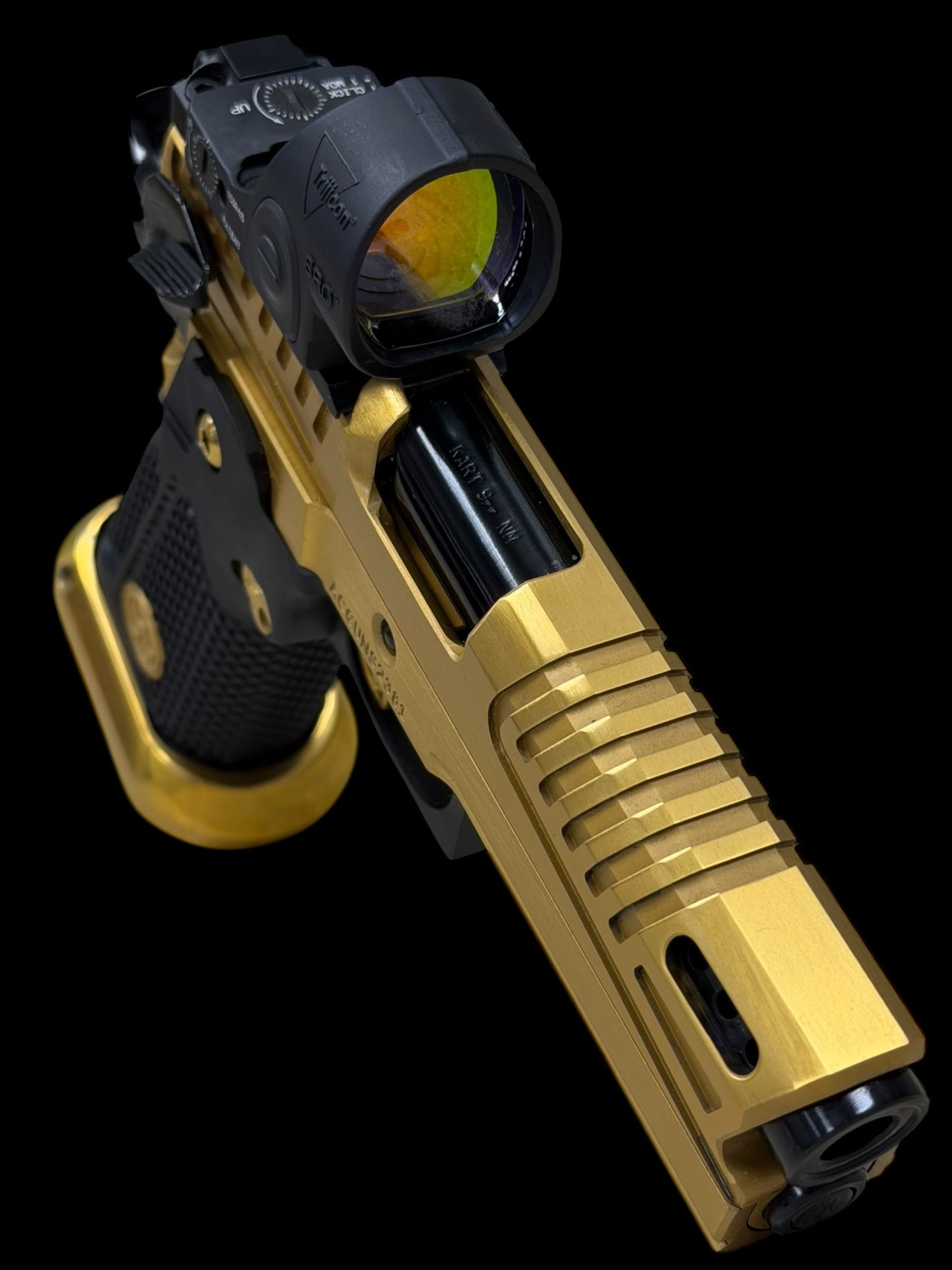 AKAI CUSTOM “DRAGON” PORTED LIMITED EDITION 1 OF 10 GOLD PVD FINISH WITH TRIJICON SRO 9MM