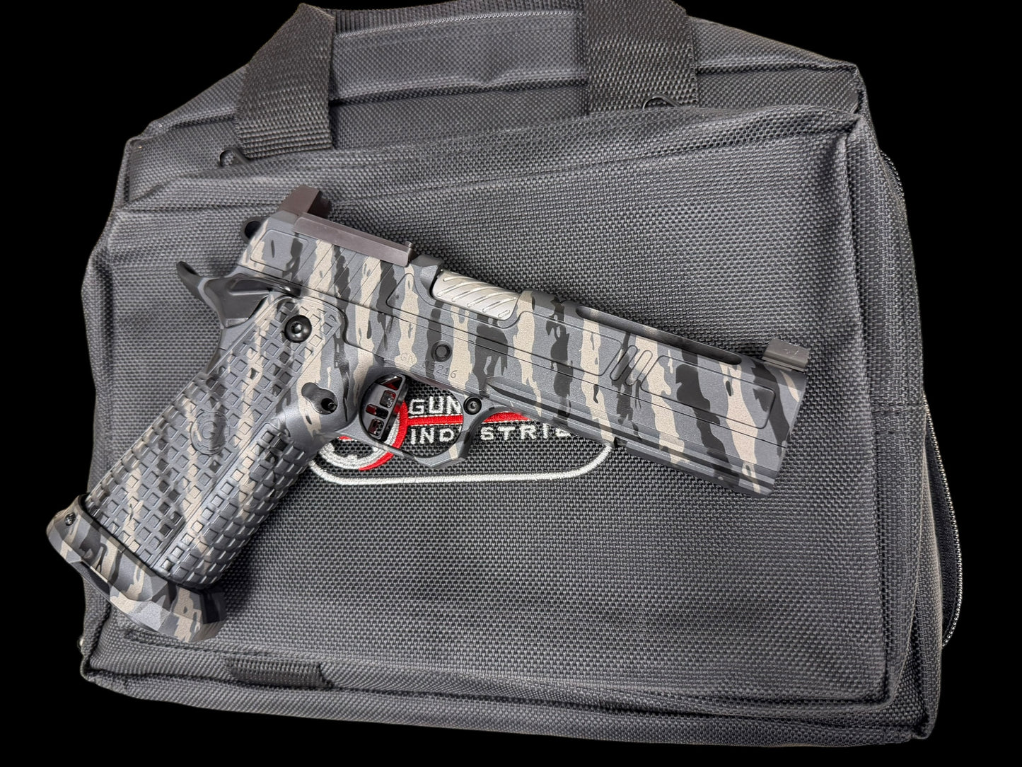 GUNCRAFTER HELLCAT X2 PORTED FULL SIZE 5” TIGER STRIPE CAMO GRAY. OPTIC READY