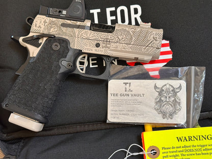 STACCATO CUSTOM CS “VIKING” PORTED 3.5” DESERT FINISH WITH TRIJICON RMRcc AND DRAGON SCALE GRIPS