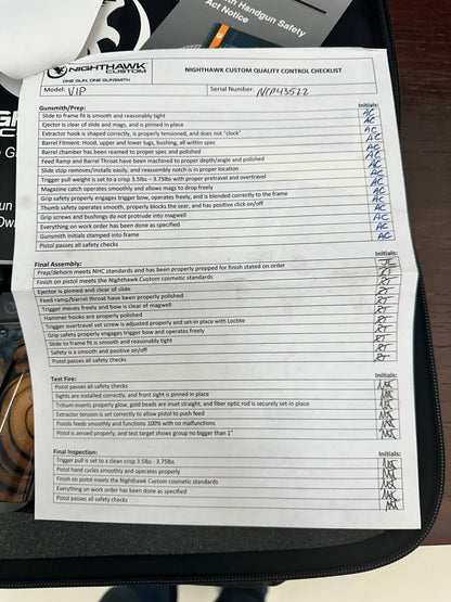 NIGHTHAWK CUSTOM VIP TURNBULL CASE HARDENED .45ACP