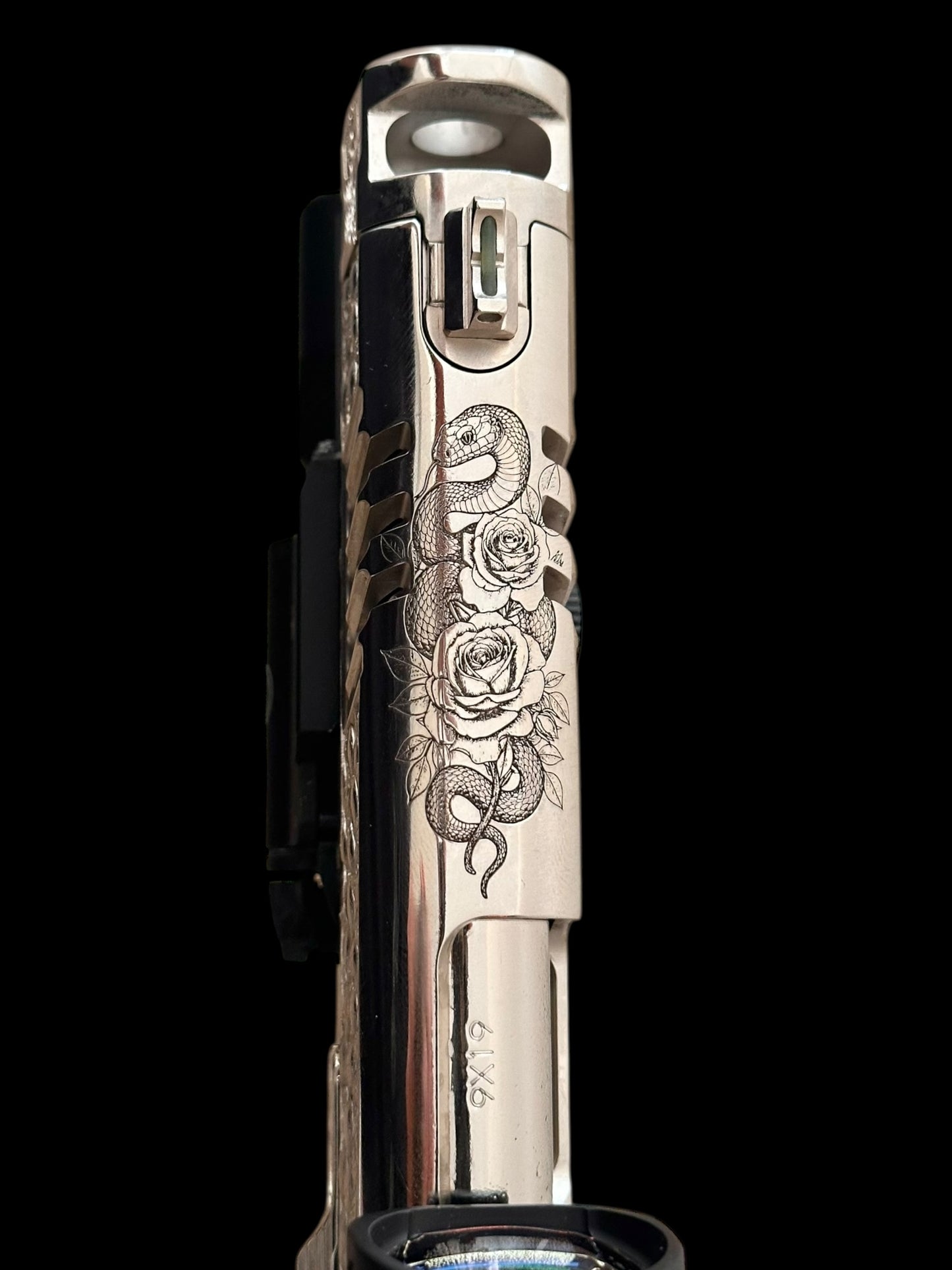 STACCATO CUSTOM XC “VITA FINITA” 1 OF 10 ENGRAVED HIGH POLISHED NICKEL WITH ATLAS TRIGGER SRO AND X300