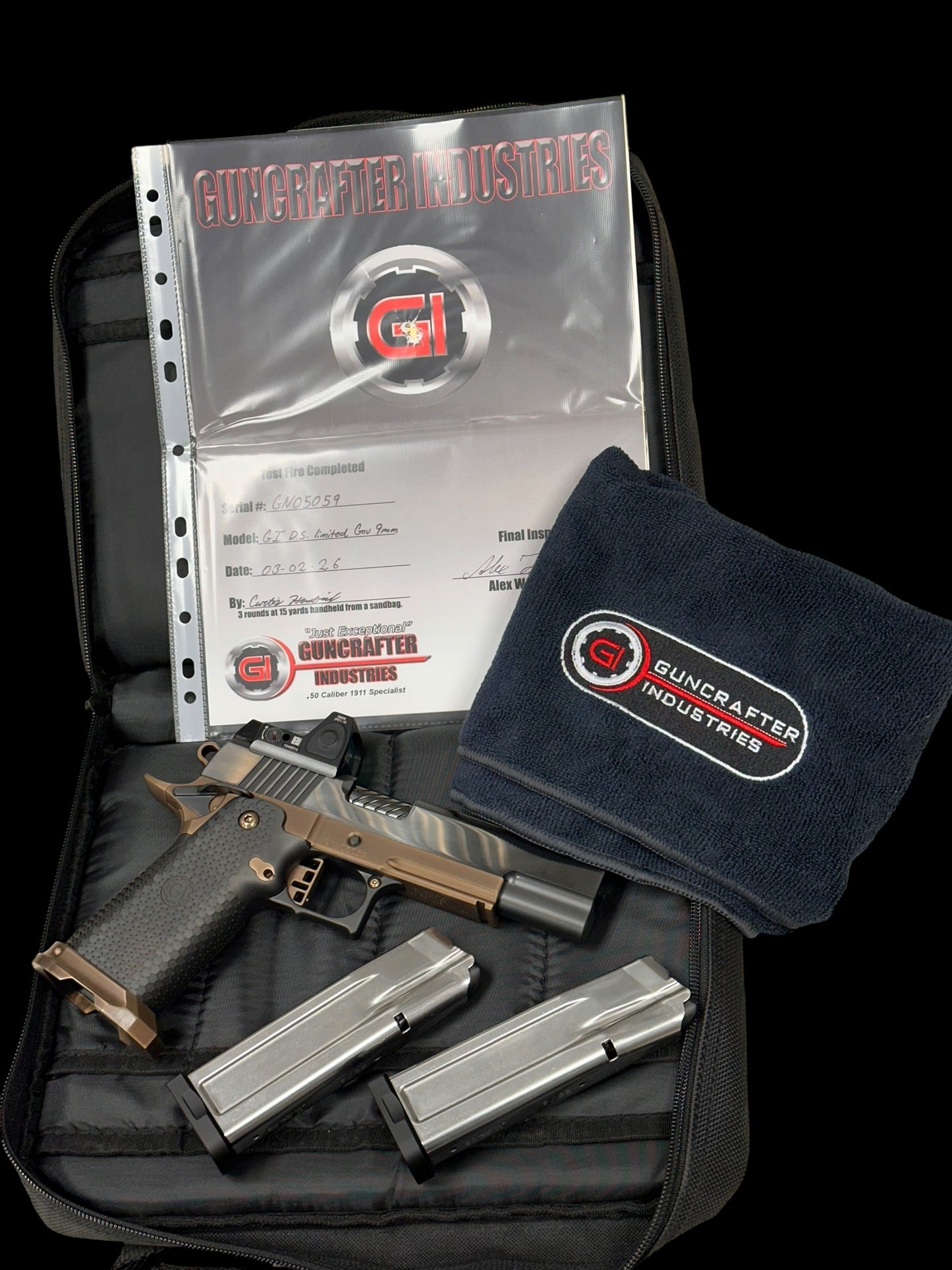 GUNCRAFTER INDUSTRIES 9MM PORTED DS GOVERNMENT POLISHED DLC WITH RMR OPTIC.