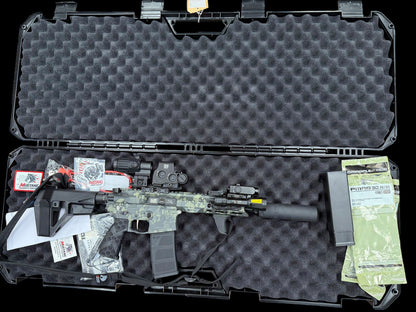 MUSTANG ARMAMENT 5.56 “CHESTY” GREY CAMO 8” CUSTOM BILLET.