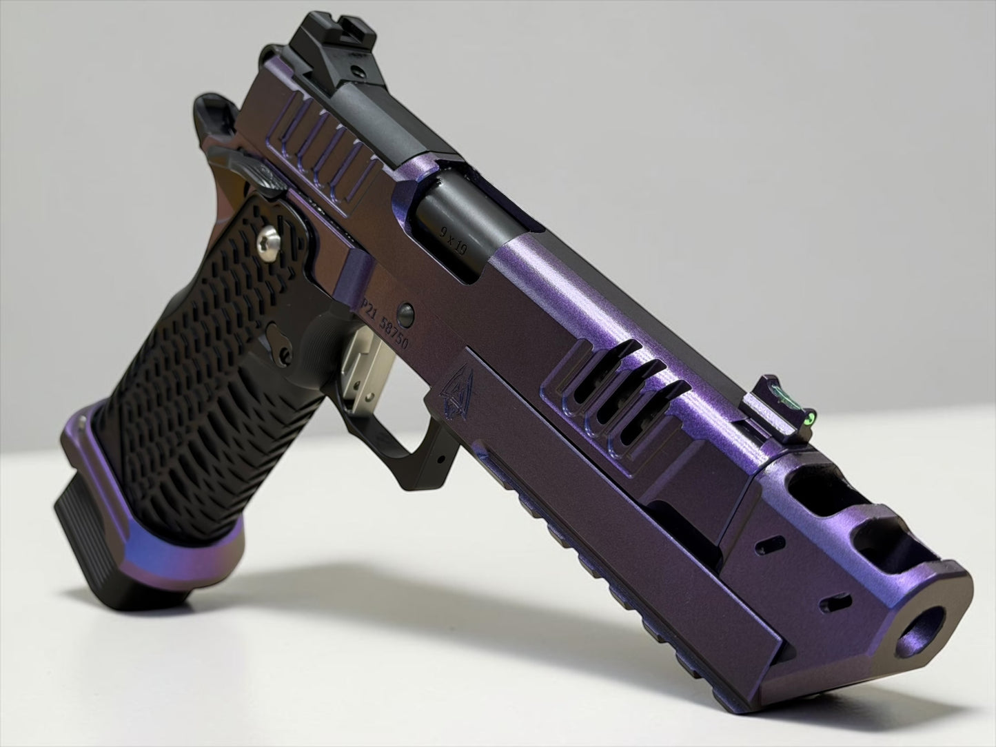 STACCATO CUSTOM P X SERIES “MYSTIQUE” COMP WITH ALUMINUM GRIPS AND EDGE TRIGGER (READ DESCRIPTION)