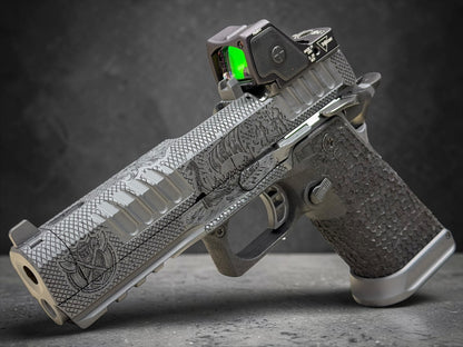 STACCATO CUSTOM P4.5 HD “VIKING” PORTED 4.5” DRAGON SCALE GRIPS RMR HD