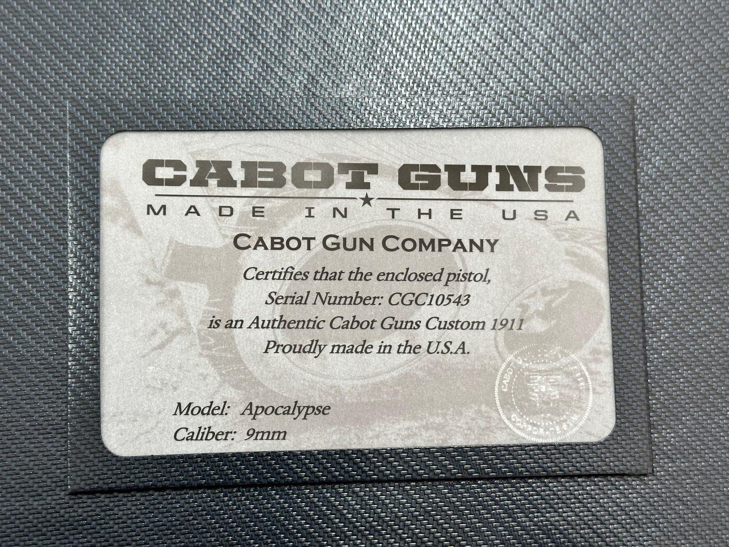 CABOT GUNS APOCALYPSE 9MM WITH TRIJICON RMR (pre-owned)