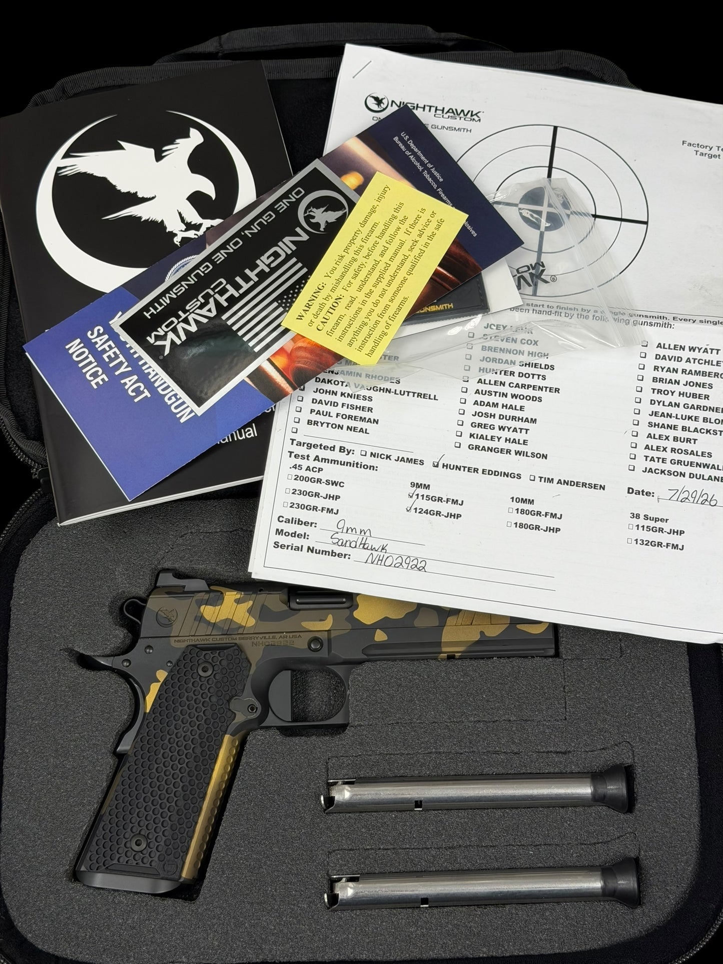 NIGHTHAWK CUSTOM SAND HAWK SINGLE STACK IN HALO FINISH 9mm