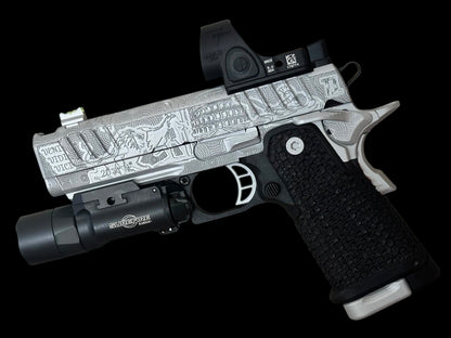 CUSTOM STACCATO C “SPARTACUS” EDITION PORTED FULLY ENGRAVED WITH SILVER FINISH SRO AND X300