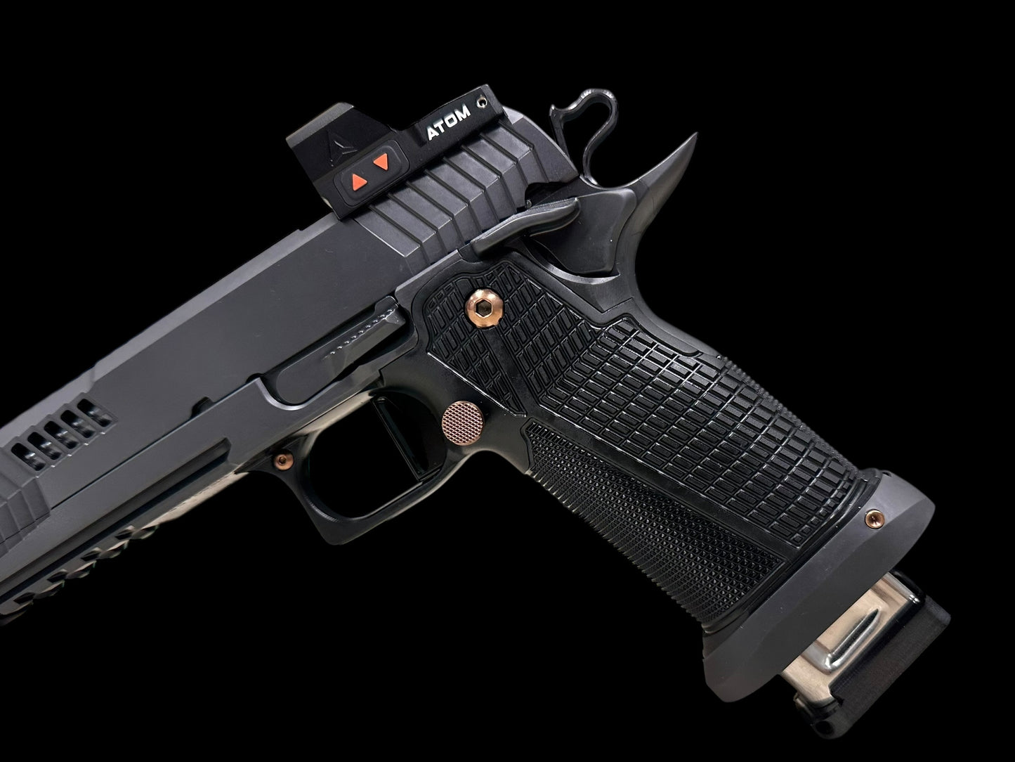 DARK FORGE REAPER PORTED + COMP 5” 9MM DOUBLE STACK ALUMINUM GRIPS (OPTIC NOT INCLUDED)