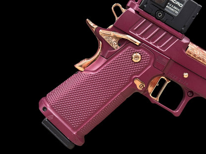 STACCATO CUSTOM XC BLACK CHERRY 18K ROSE GOLD ACCENTS WITH PHOENIX ALUMINUM GRIPS ACRO P2 AND X300 (pre owned)