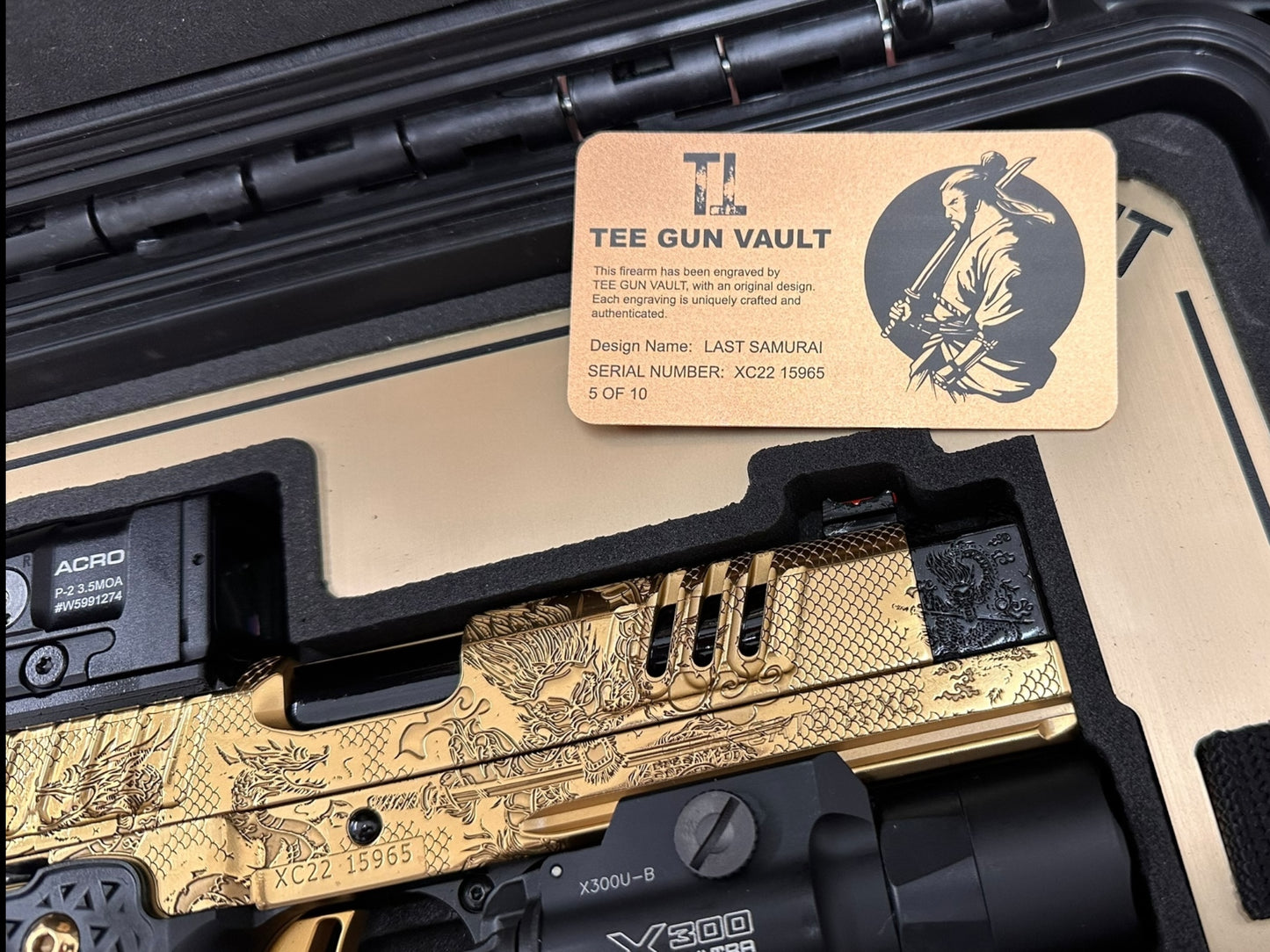 STACCATO CUSTOM XC “LAST SAMURAI” GOLD NITRIDE WITH BLACK DLC ACCENTS ATLAS GRIPS