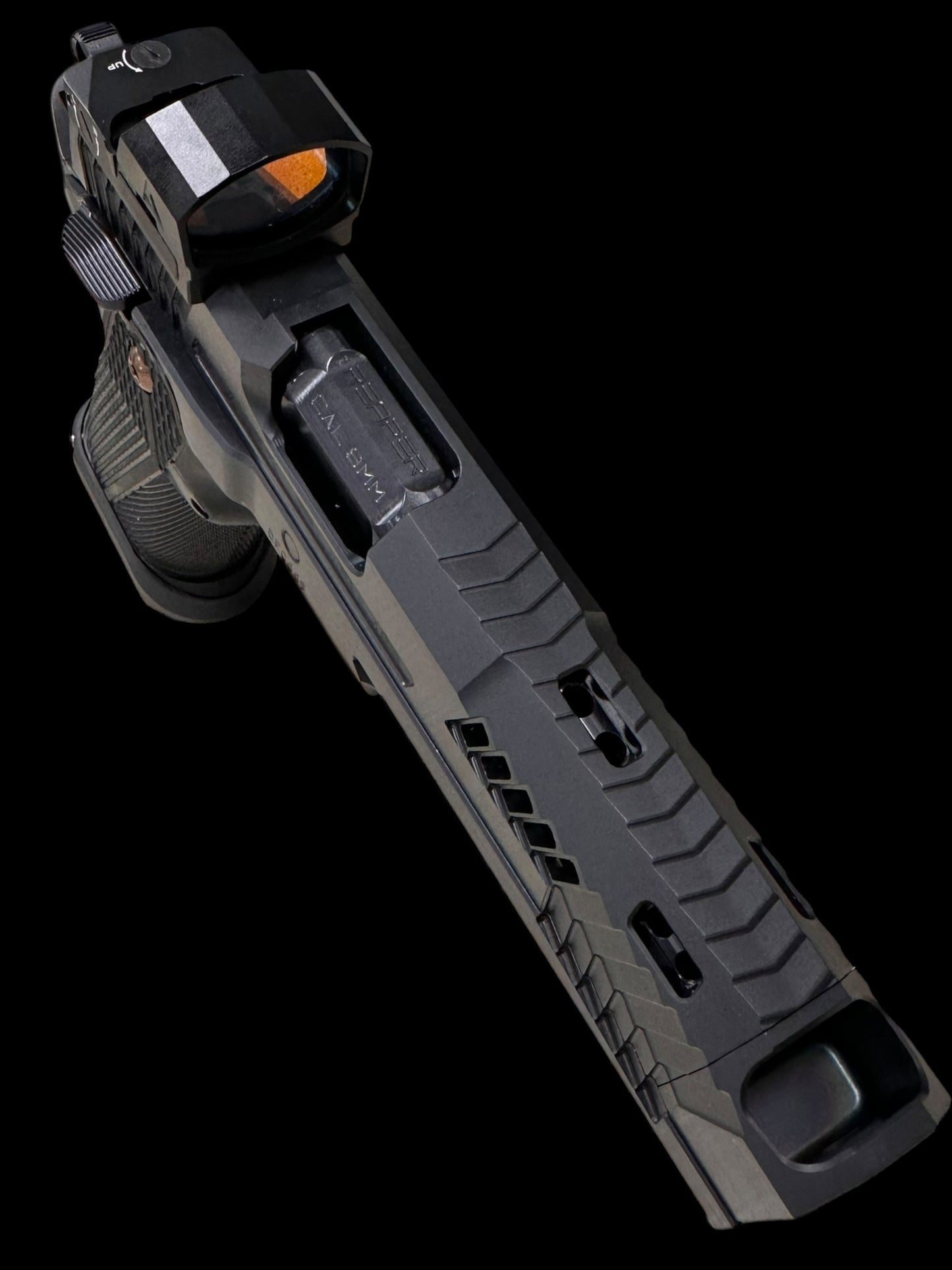 DARK FORGE REAPER PORTED + COMP 5” 9MM DOUBLE STACK ALUMINUM GRIPS (OPTIC NOT INCLUDED)