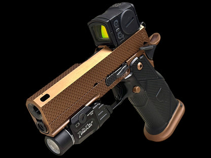 ALPHA AMERICAN “RAPTOR” 3.75” V PORTED BULL BARREL WITH ALUMINUM GRIPS, AIMPOINT ACRO AND TLR7 FLASHLIGHT (PROTOTYPE)