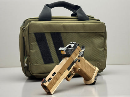 COSAINT ARMS HAVOC PORTED TAN DOUBLE STACK WITH MERCURY REFLEX OPTIC (pre owned) unfired