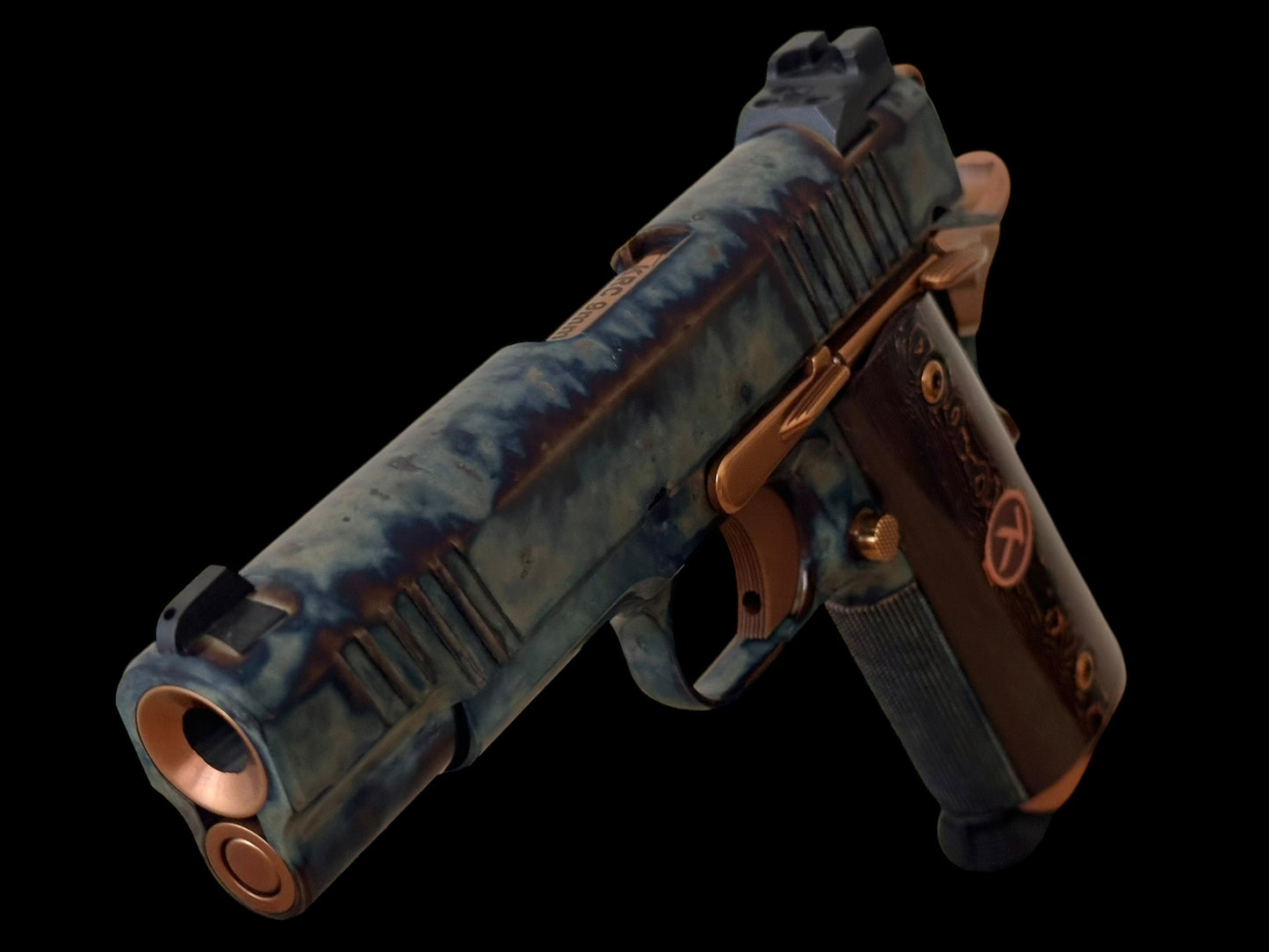 KINGS RIVER CUSTOM FCC 1911 COMMANDER FULL CASE HARDENED 9MM WITH IVORY GRIPS MASTERPIECE