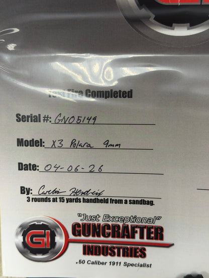 GUNCRAFTER INDUSTRIES X3 POLARA PORTED OFFICER FRAME IN POLISHED COPPER FINISH OPTIC READY 9MM