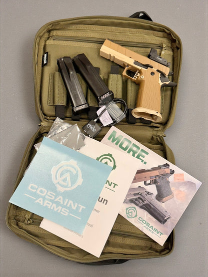 COSAINT ARMS HAVOC PORTED TAN DOUBLE STACK WITH MERCURY REFLEX OPTIC (pre owned) unfired