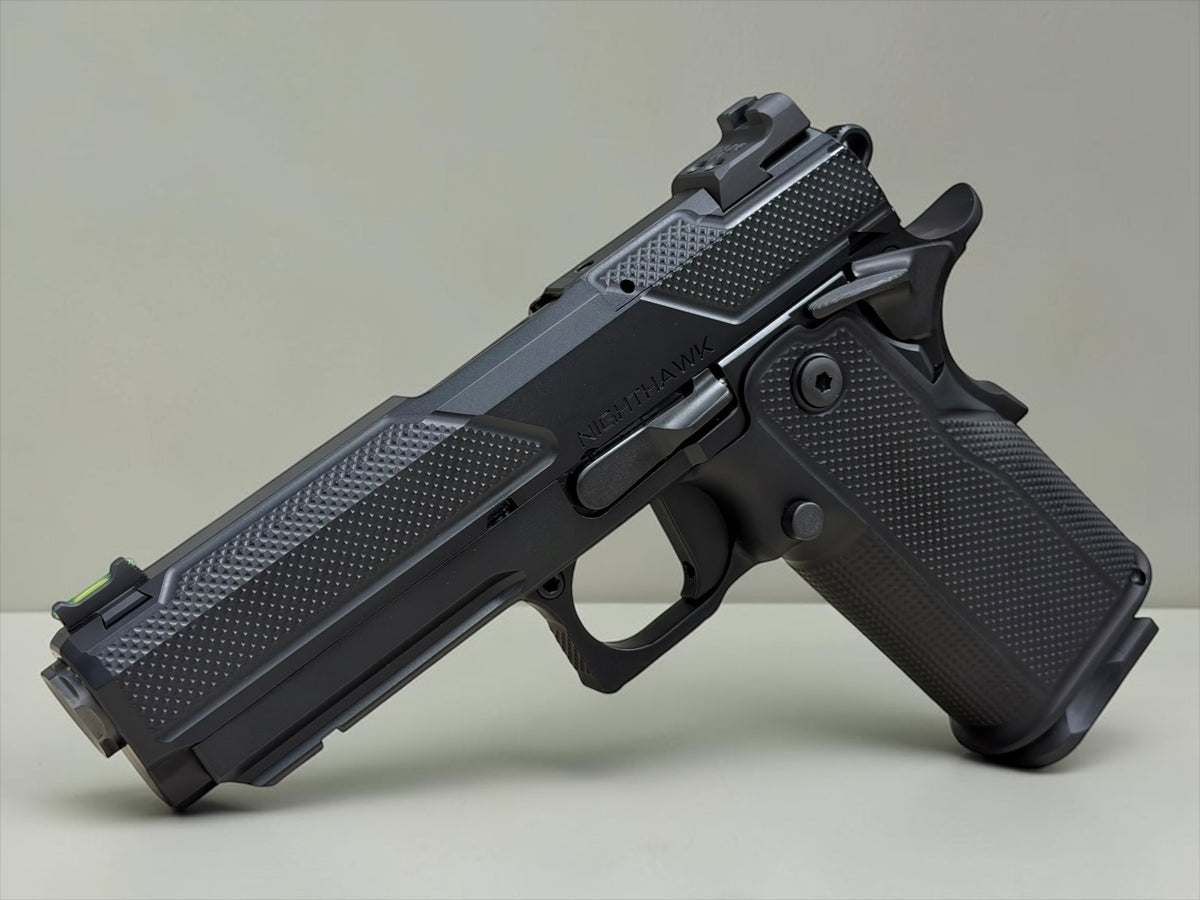 NIGHTHAWK CUSTOM DOUBLE AGENT DS 4.25” OPTIC READY BLACK DLC  COMMANDER AMBI SAFETY 9MM