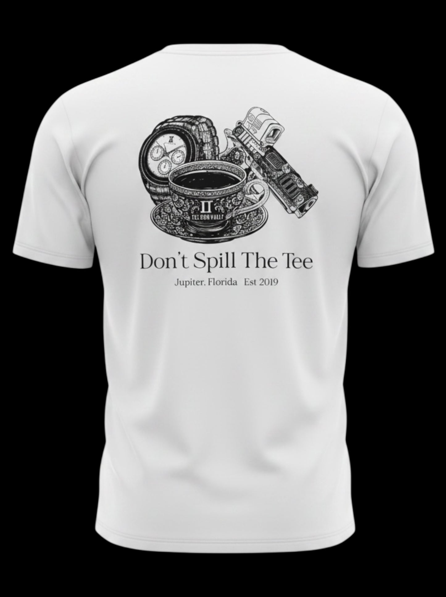 TEE GUN VAULT SOCIETY SHIRT “DON’T SPILL THE TEE” PREMIUM HIGH QUALITY