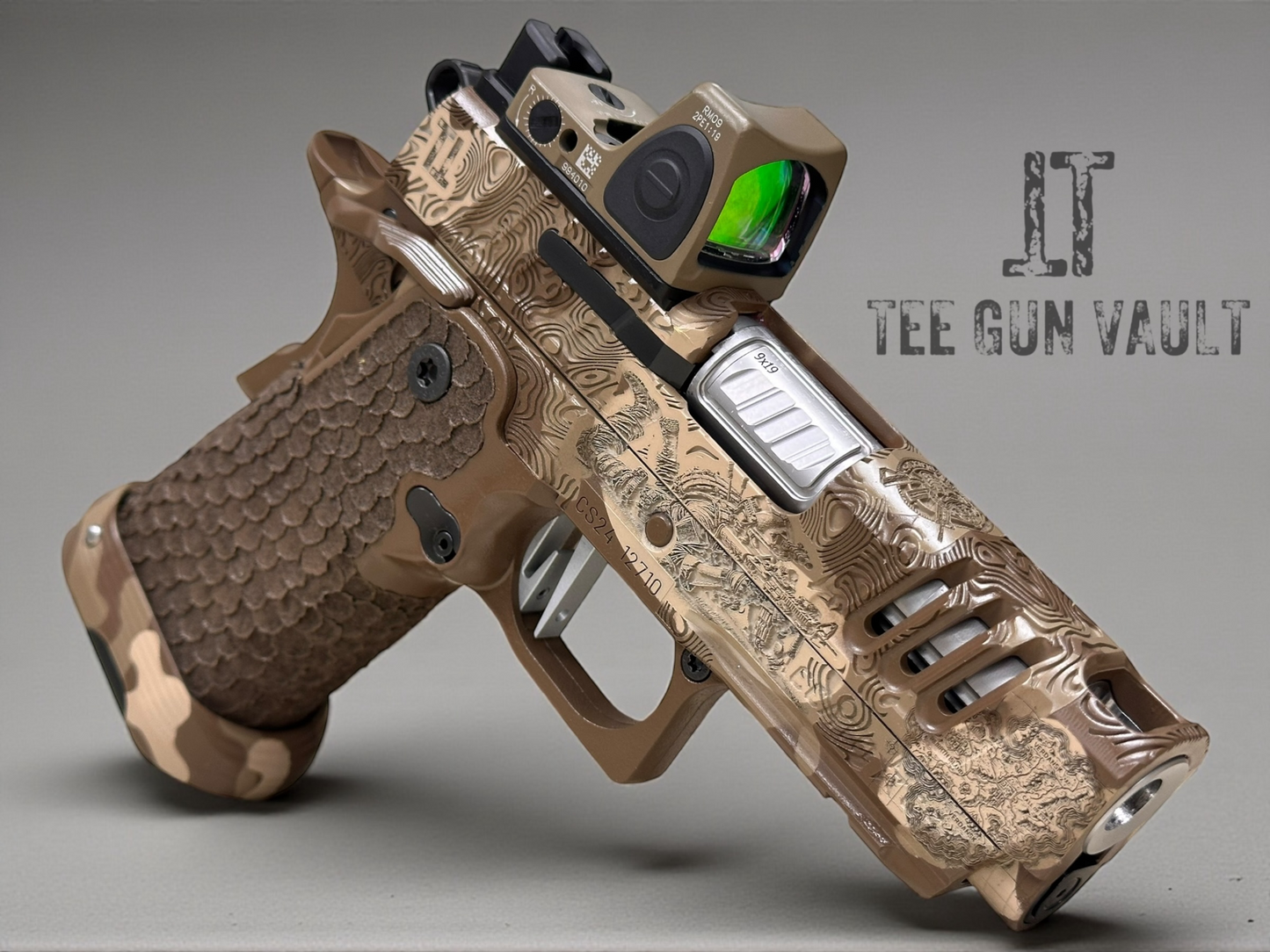 STACCATO CUSTOM CS X SERIES “BLACK OPS” EDITION CHUNK SINGLE PORTED WITH EDGE TRIGGER, RMR AND DRAGON GRIPS