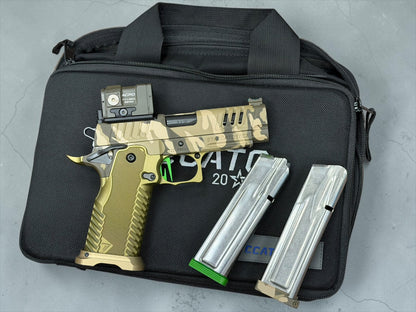 STACCATO CUSTOM C2 PORTED 3.9"
MULTICAM WITH T7 ALUMINUM GRIPS, AIMPOINT ACRO P2 & EDGE "GREEN" TRIGGER