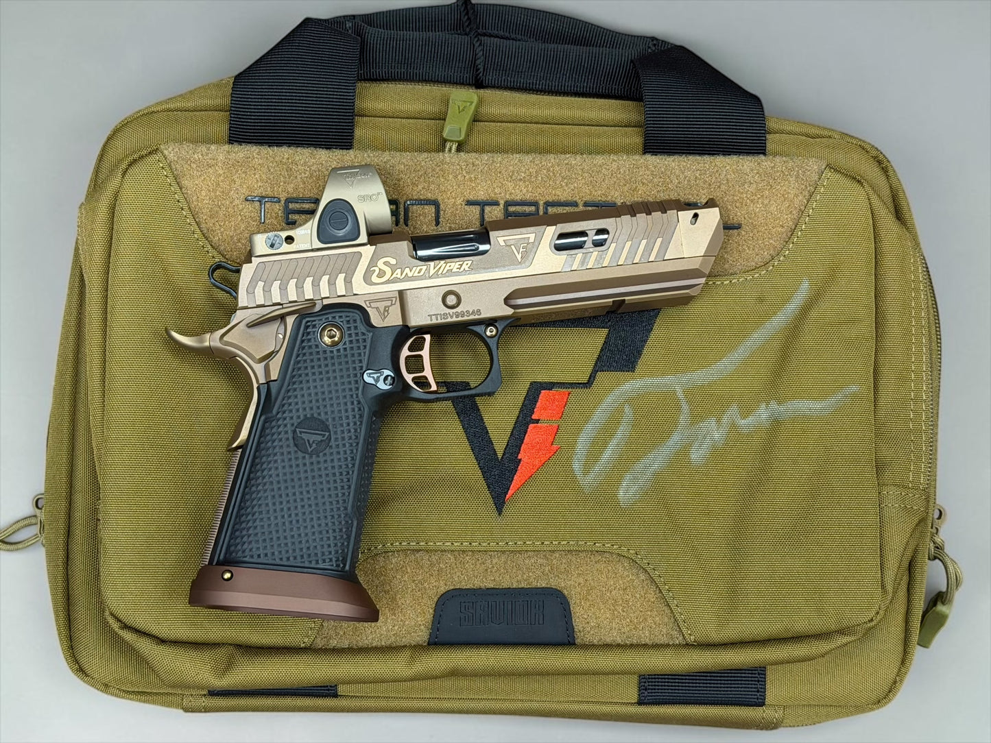 TARAN TACTICAL SAND VIPER 2011 NEW BARREL 9MM WITH TAN SRO.
