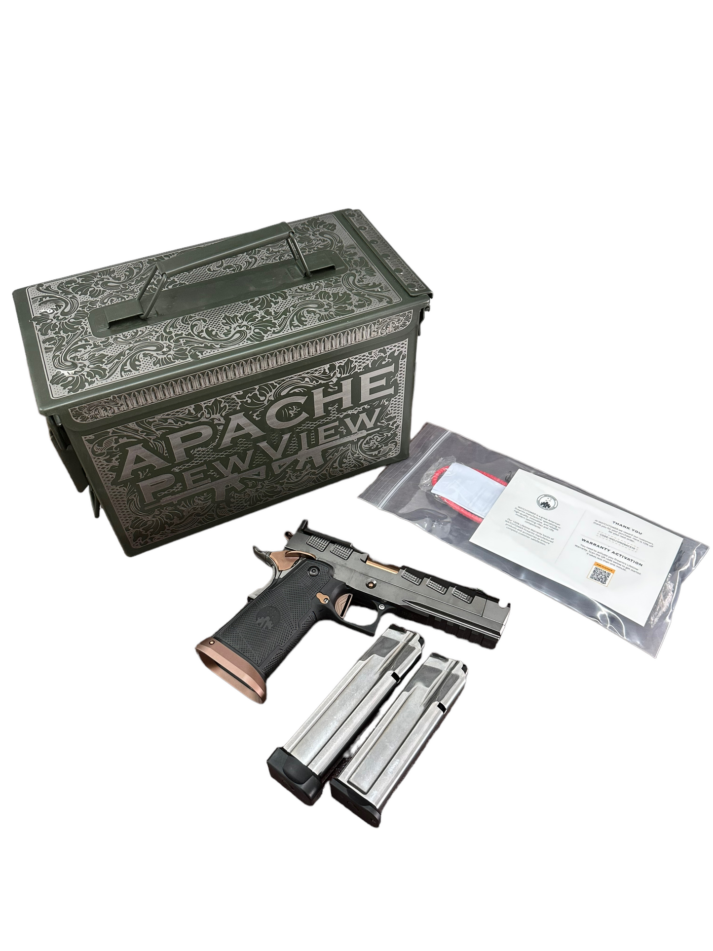 PEWVIEW APACHE 9MM DOUBLE STACK 2011 WATCHTOWER FIREARMS LIMITED EDITION.