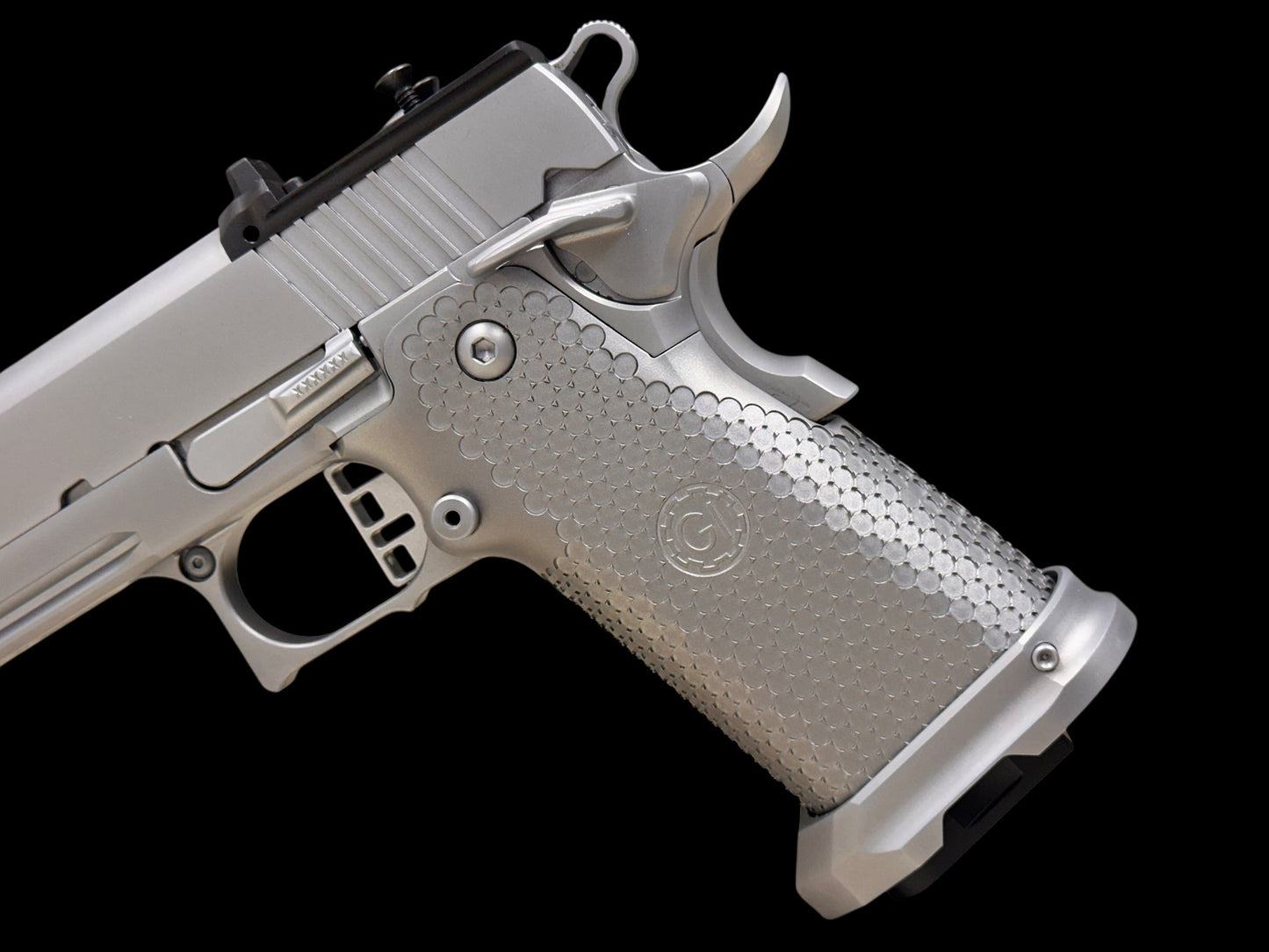 GUNCRAFTER INDUSTRIES DOUBLE STACK 9mm OPTIC READY SILVER PVD WITH ALUMINUM GRIPS