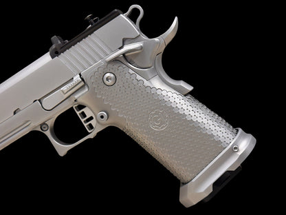 GUNCRAFTER INDUSTRIES DOUBLE STACK 9mm OPTIC READY SILVER PVD WITH ALUMINUM GRIPS