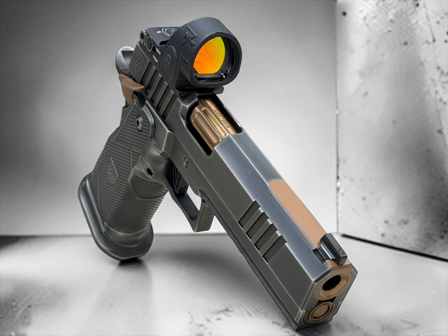 ALPHA AMERICAN WARFIGHTER ISLAND BARREL 9MM FULL STEEL BUILD WITH TRIJICON SRO