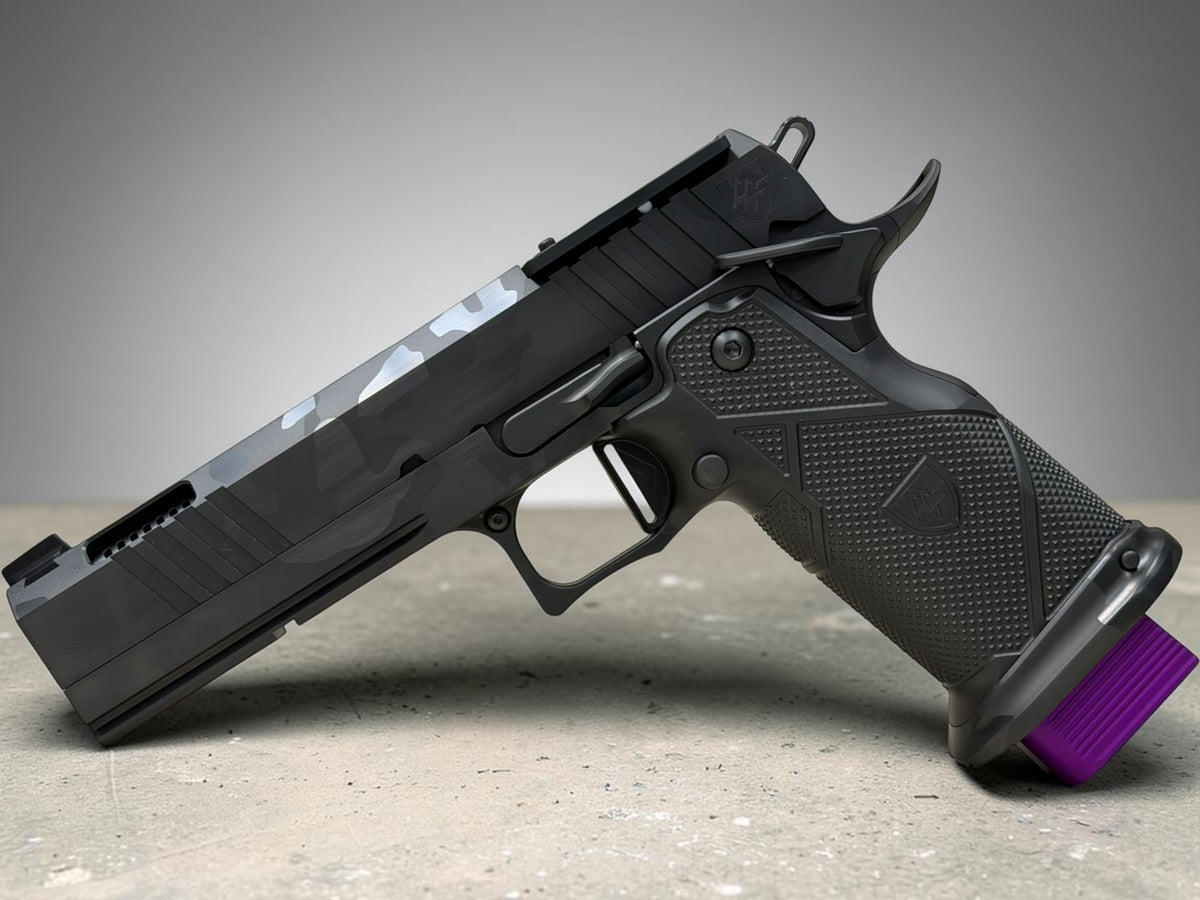 ALPHA AMERICAN WAR FIGHTER BLACK DLC CAMO PORTED 5” BARREL 9mm