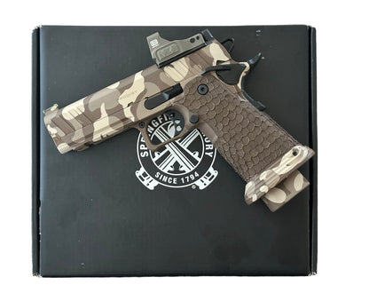SPRINGFIELD CUSTOM PRODIGY 4.25” DOUBLE STACK CAMO CERAKOTE DRAGON SCALE GRIPS WITH EOTECH EFLX